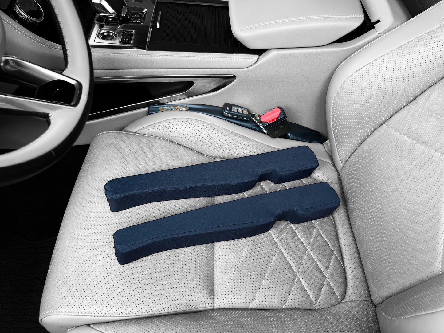 GAP GUARD - Patented Car Seat Gap Filler - Insert Between The Seat and Center Console - Secure Universal Fit Driver and Passenger Side - As Seen On TV - Set of 2 (Automotive Fabric)