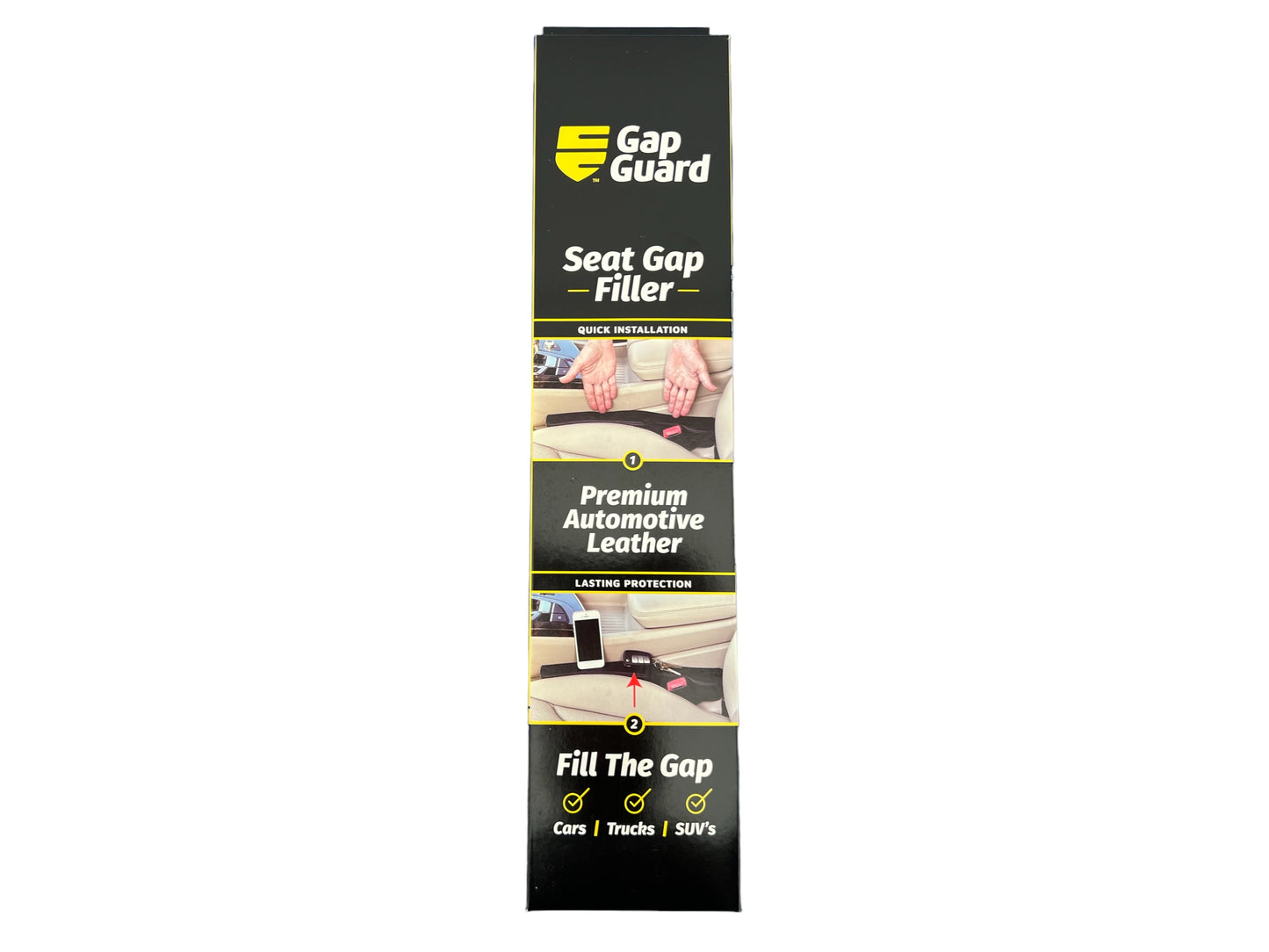 GAP GUARD - Car Seat Gap Filler - Fill The Gap Between The Seat and Center Console - Secure Universal Fit Driver and Passanger Side - Set of 2 (Automotive Leather)