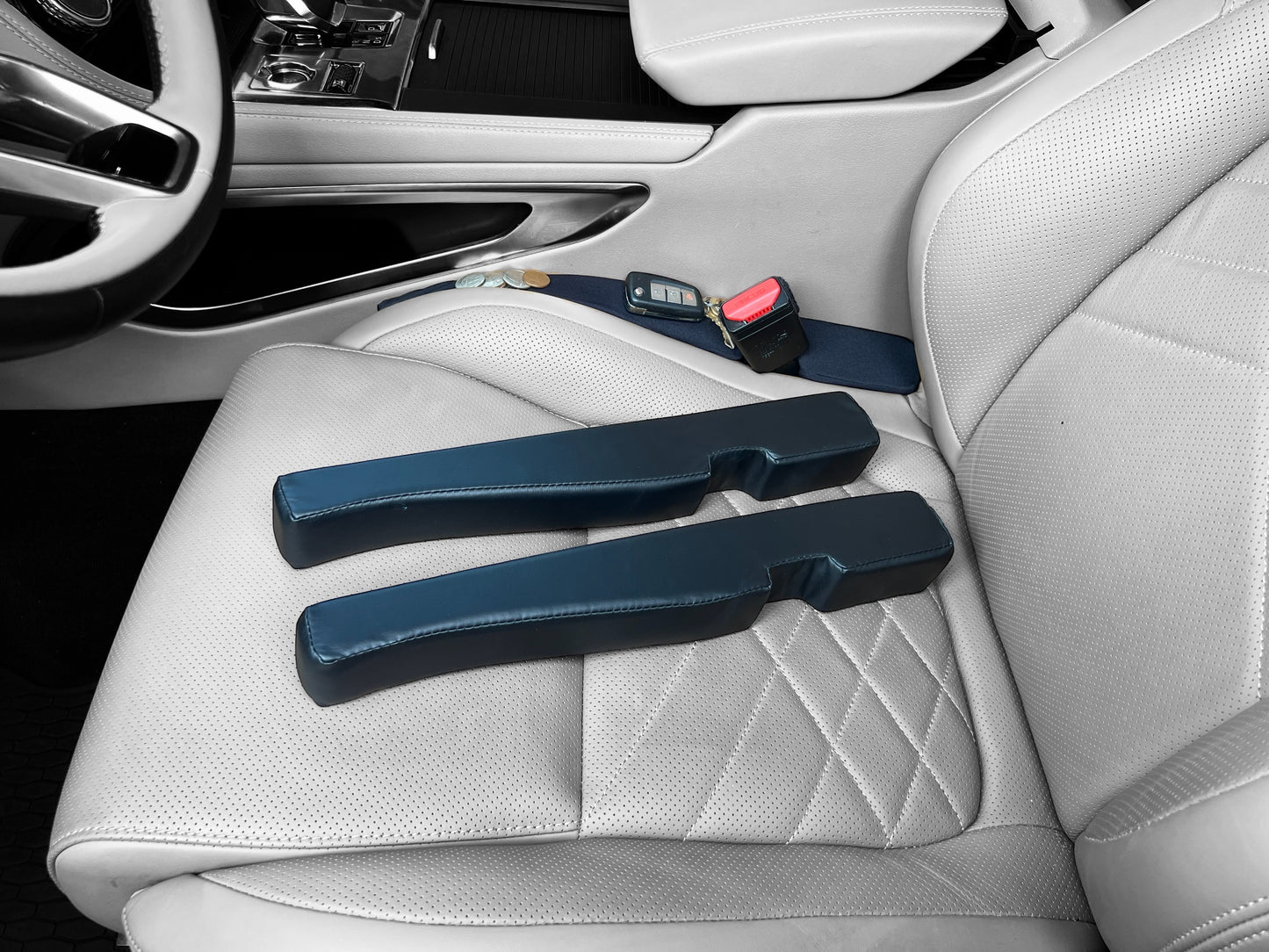 GAP GUARD - Car Seat Gap Filler - Fill The Gap Between The Seat and Center Console - Secure Universal Fit Driver and Passanger Side - Set of 2 (Automotive Leather)