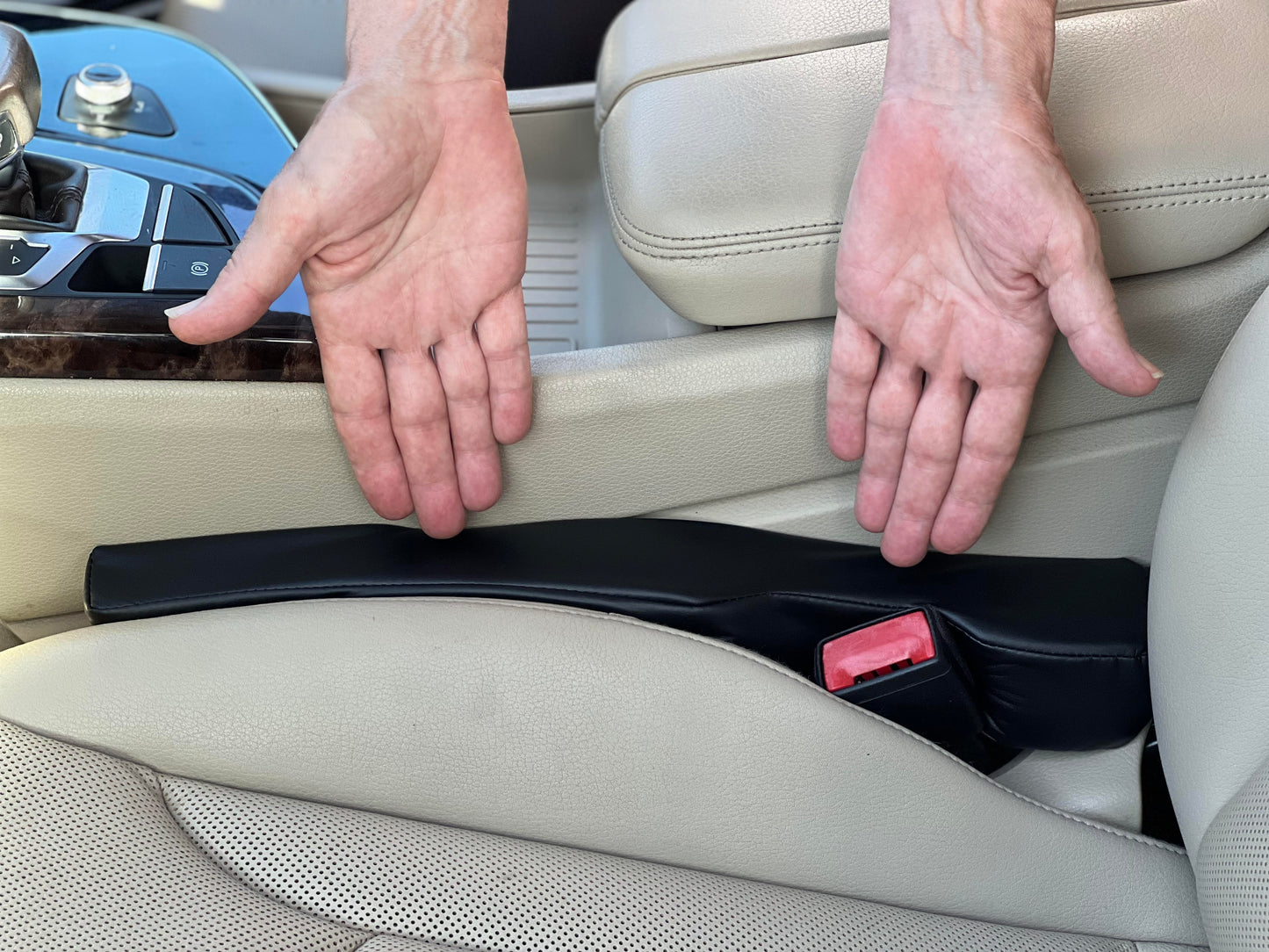 GAP GUARD - Car Seat Gap Filler - Fill The Gap Between The Seat and Center Console - Secure Universal Fit Driver and Passanger Side - Set of 2 (Automotive Leather)
