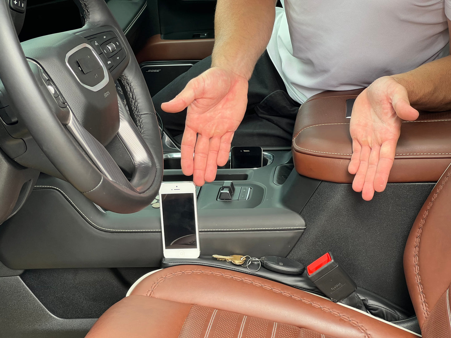 GAP GUARD - Patented Car Seat Gap Filler - Insert Between The Seat and Center Console - Universal Fit Driver and Passenger Side - Set of 2 (Automotive Leather)